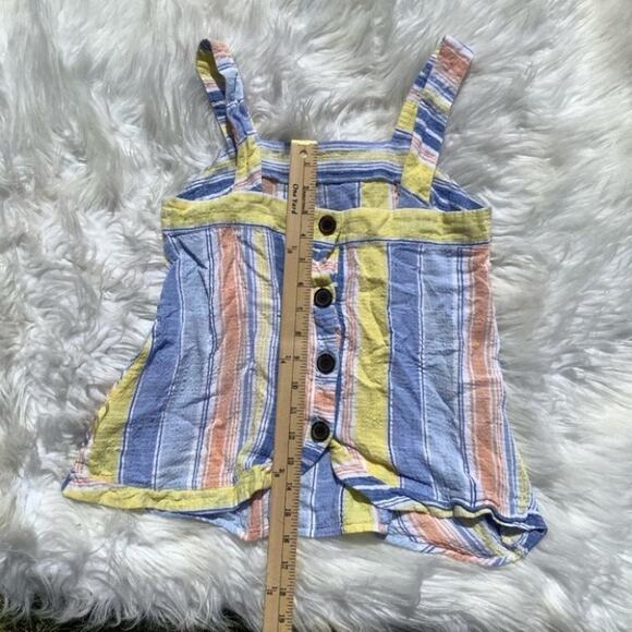 A New Approach Pastel Tank Button Linen Size Small Beach Coastal Summer Stripes - Picture 2 of 7